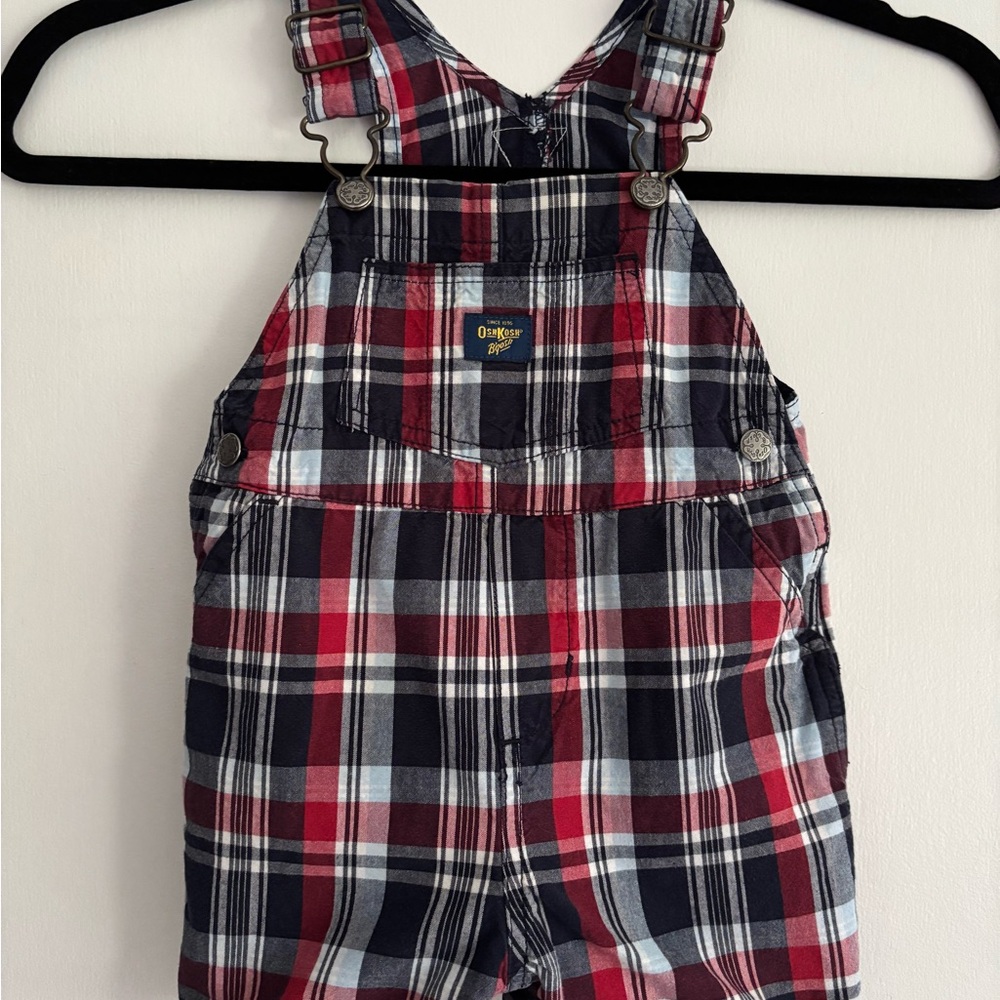 Vintage OshKosh Plaid Shortalls